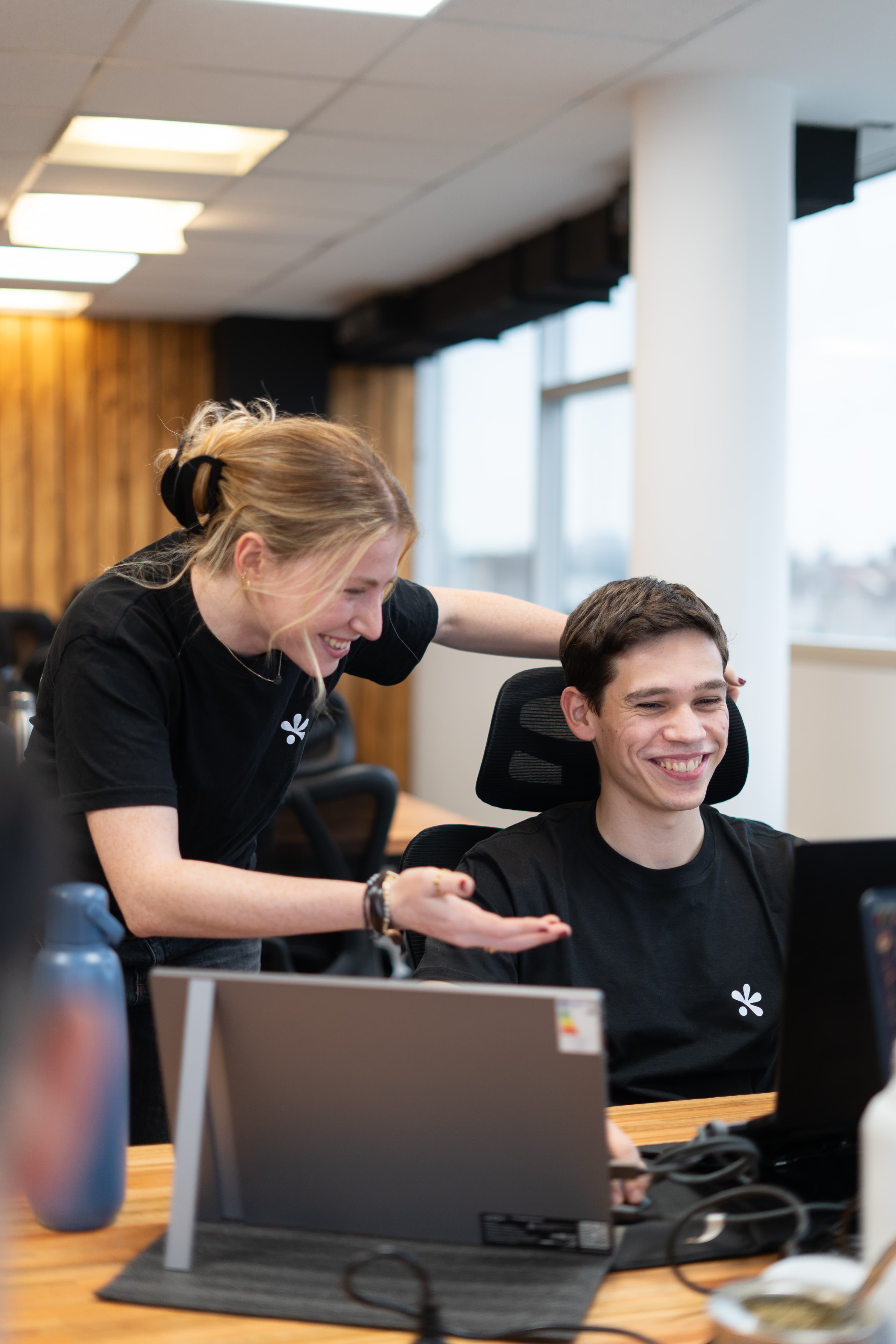 heytruffle teammates reviewing a call together in the office